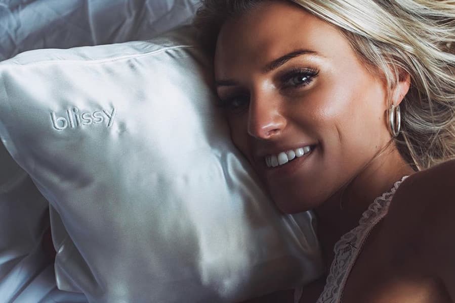 Blissy mulberry silk pillowcase on pillow