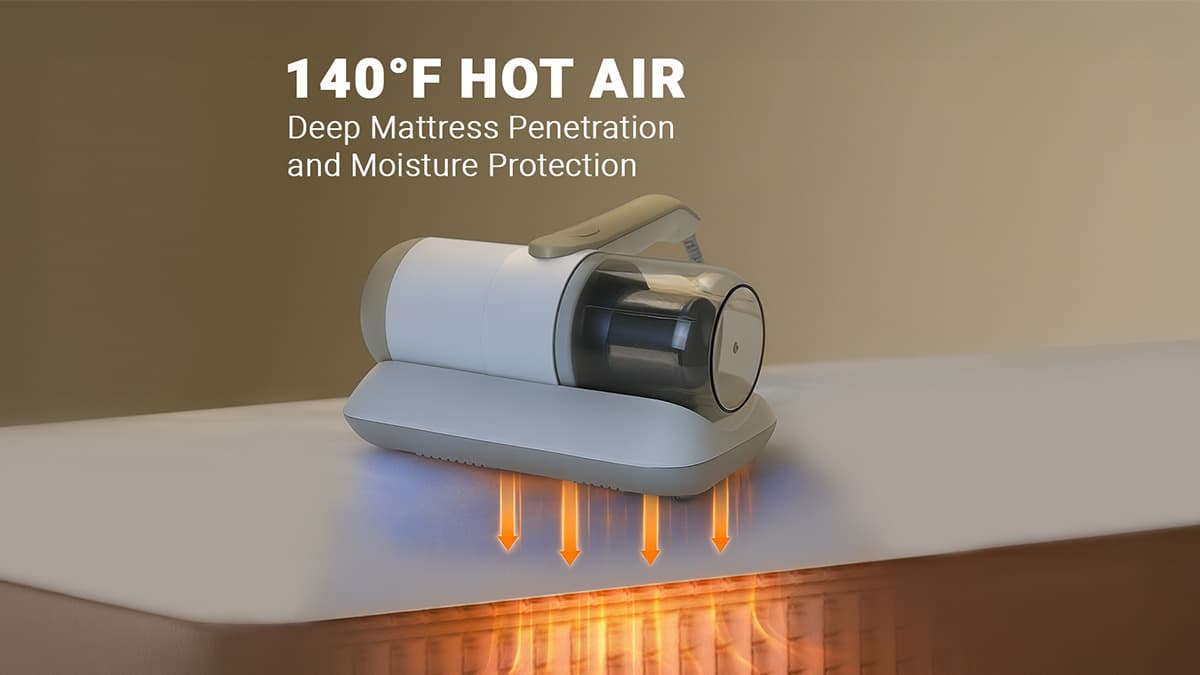 Dream Vac UV mattress vacuum cleaning a bed