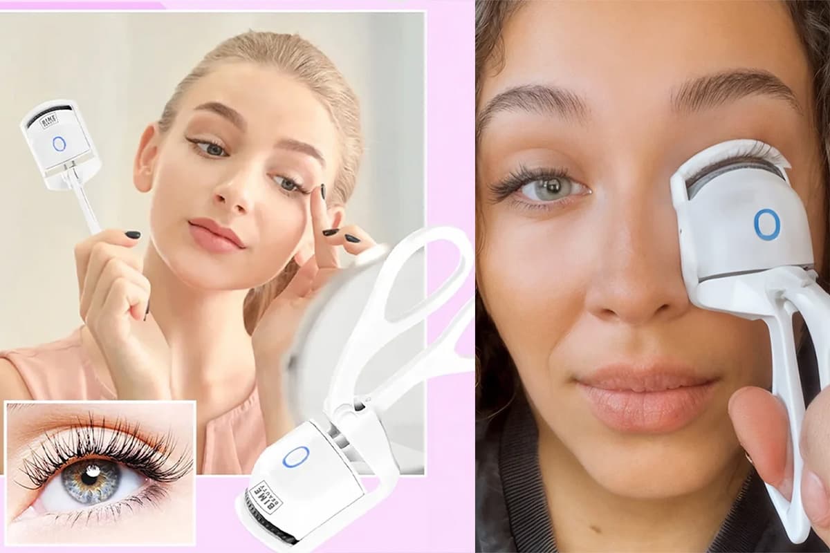Heated eyelash curler lifting lashes