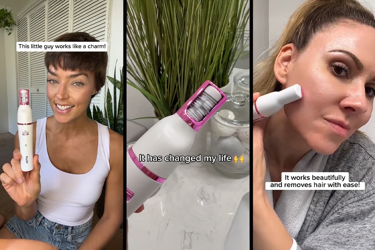 Pluxy facial hair remover in use